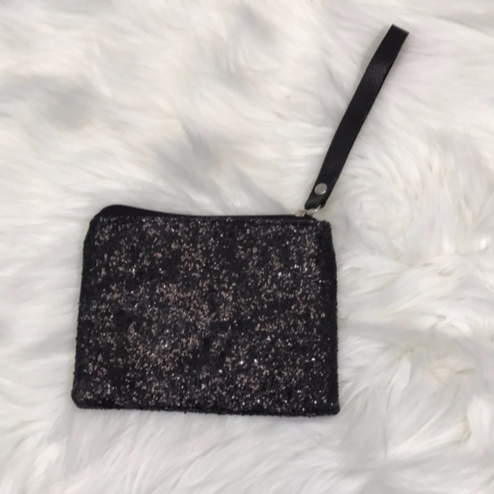 Black sparkle wristlet