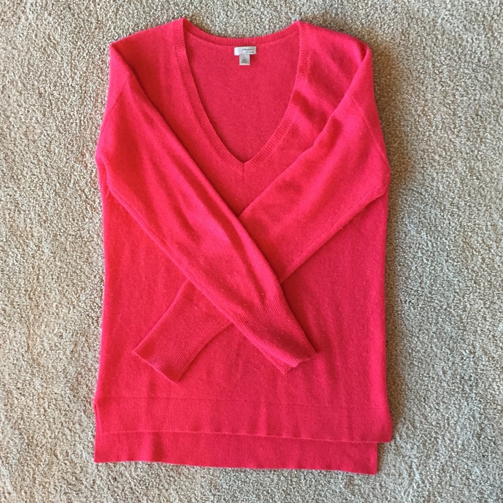 V-neck Pink Halogen Pure Cashmere Sweater