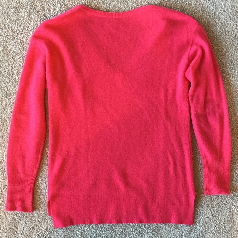 V-neck Pink Halogen Pure Cashmere Sweater - Picture 3 of 3
