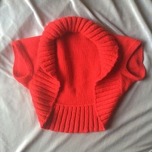 Cherry red knit sweater shrug