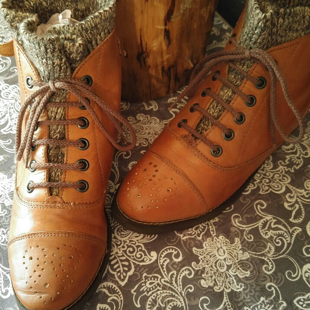 🎃 Women's Tan Leather Fall/Winter Ankle Boots