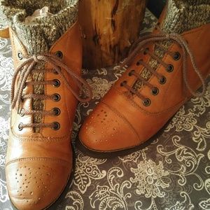 🎃 Women's Tan Leather Fall/Winter Ankle Boots