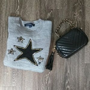 🆕Gray French Connection Beaded Star⭐ Sweater