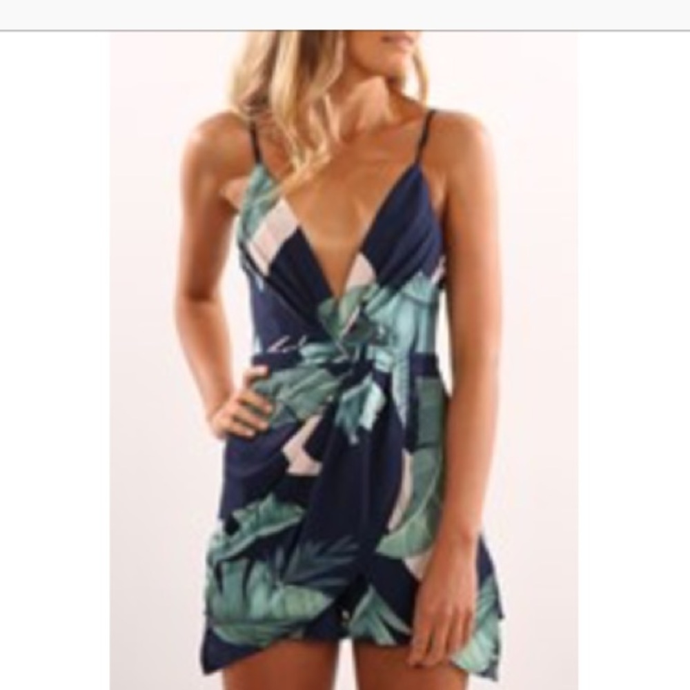 On Track Playsuit Navy Floral