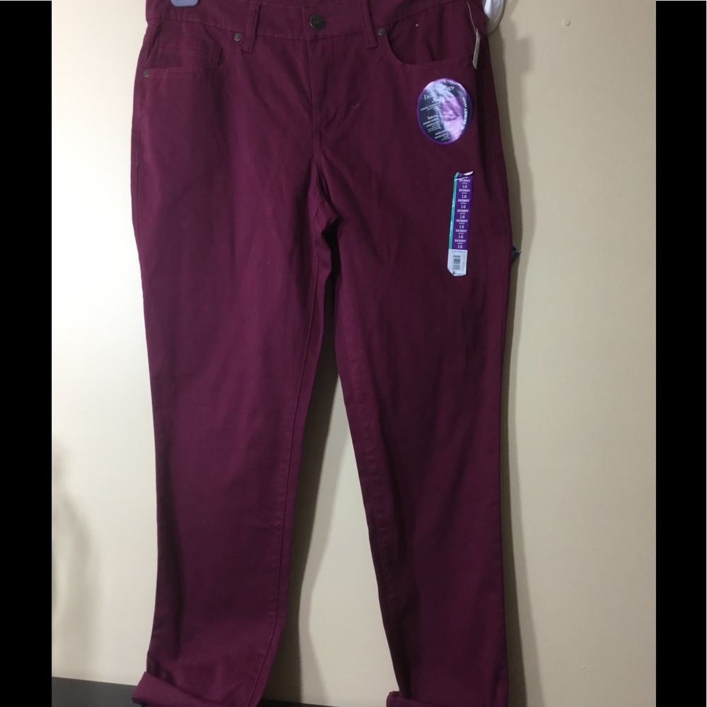 Faded Glory Skinny Jeans Burgundy New