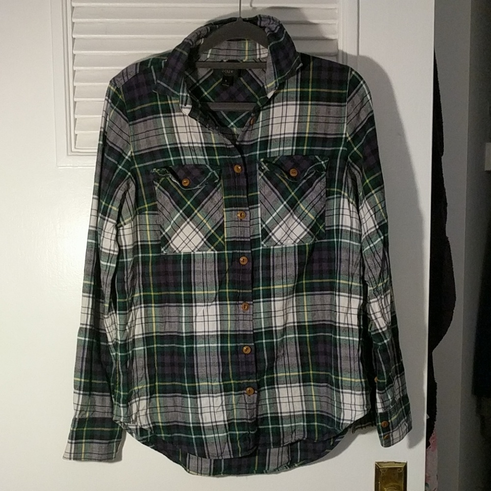 J crew green flannel shirt
