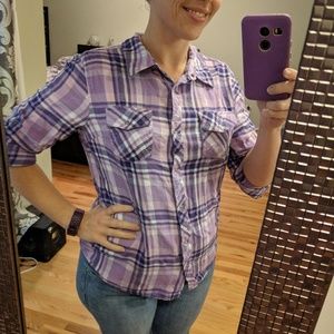 Purple plaid shirt