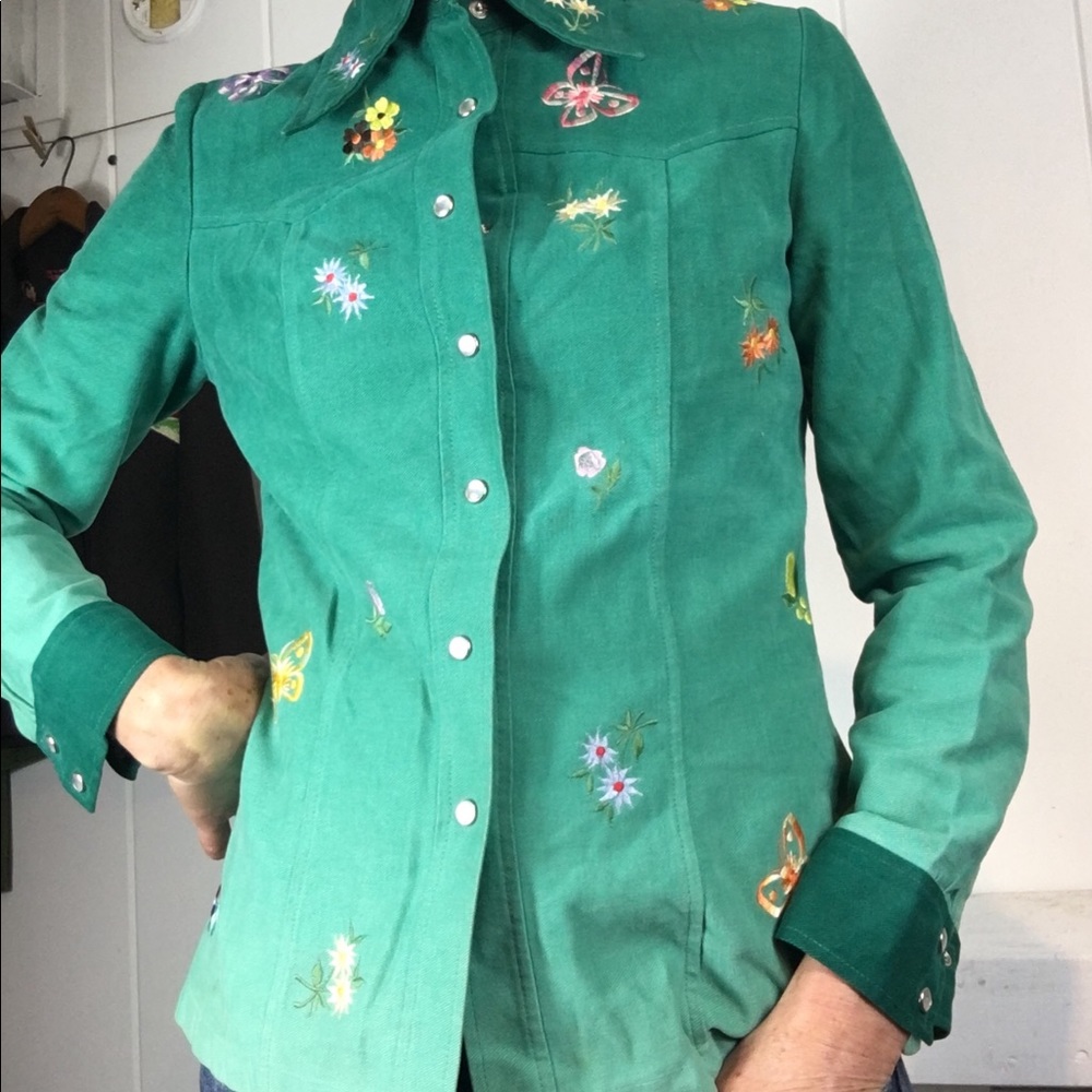 Vintage 60's embroidered shirt or jacket - sml