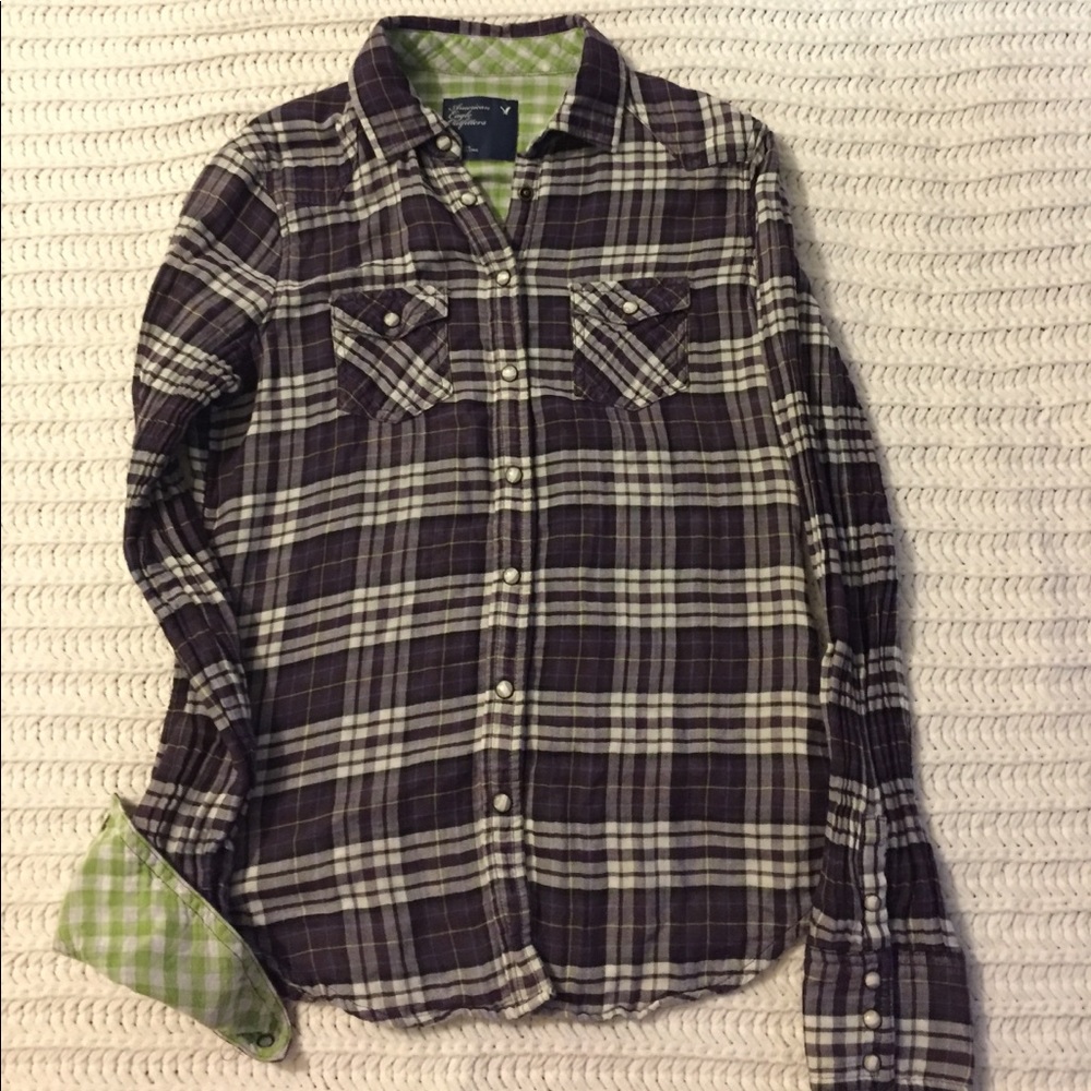 American Eagle Plaid Button Down
