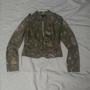 Floral blazer jacket (army green with pink and pur