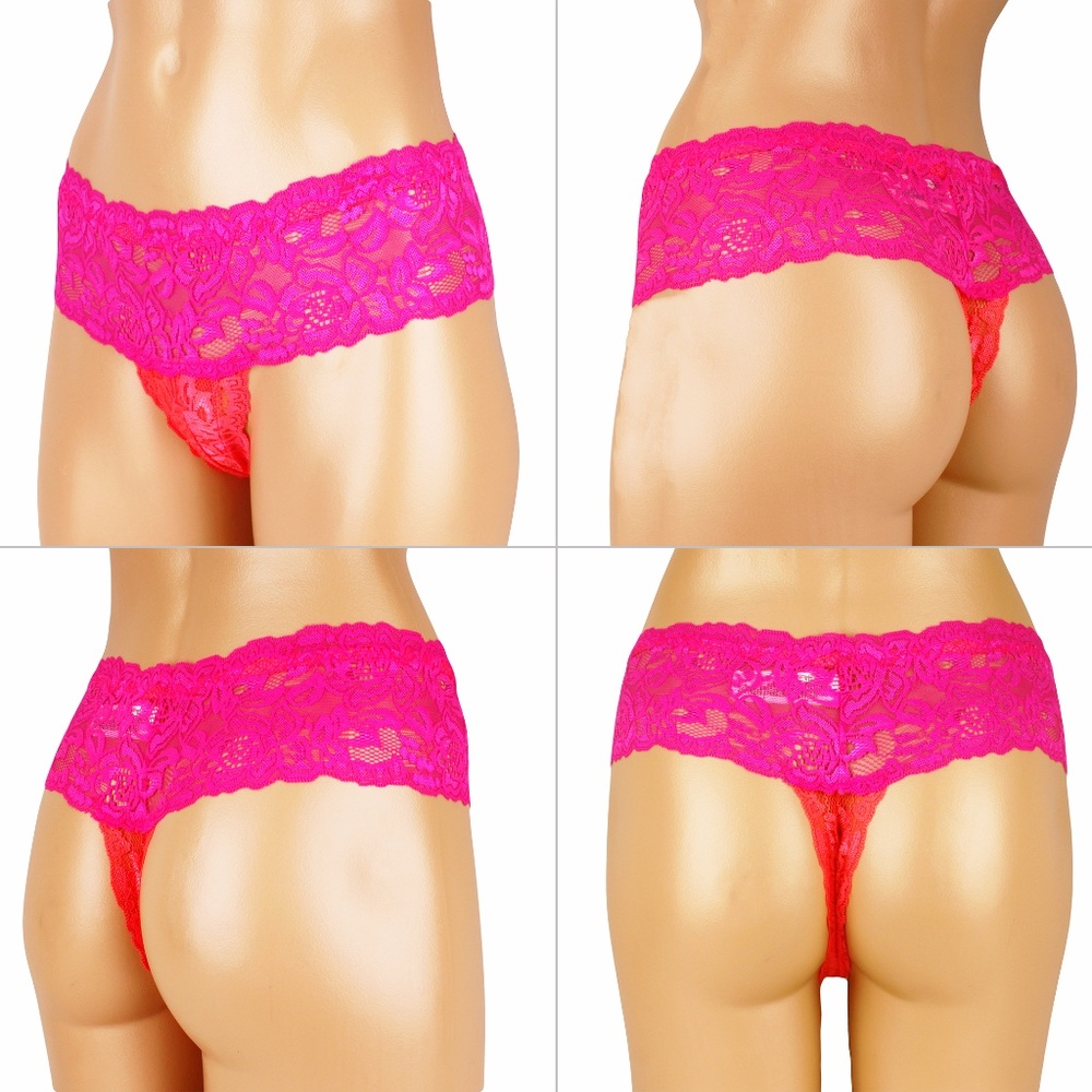 NWT Sexy Hip Hugging Lace Pink Thong
