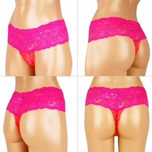 NWT Sexy Hip Hugging Lace Pink Thong