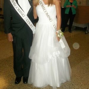 White Strapless Formal Dress