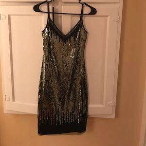 Bebe sequin dress, gold and black, XS