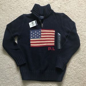 Ralph Lauren Navy Flag Sweater, Size S, NWT