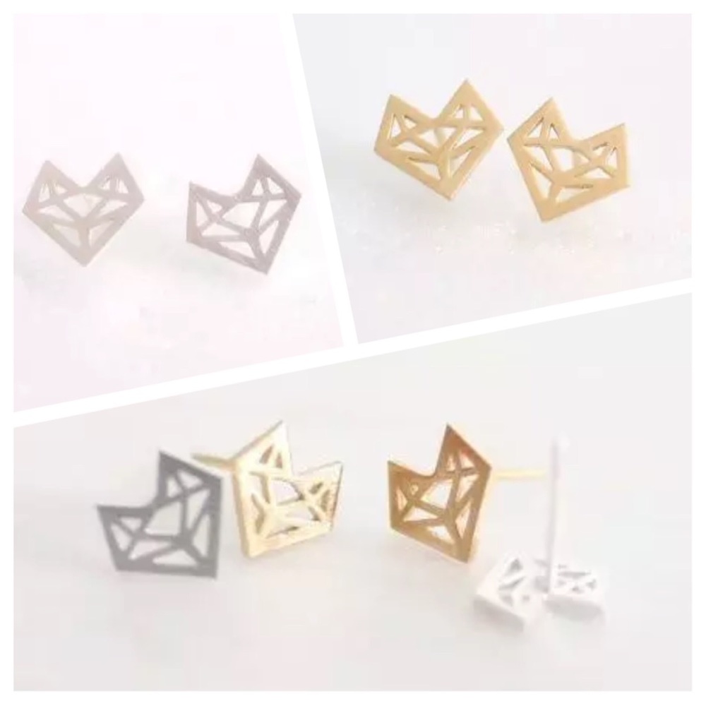Geometric fox stud earrings