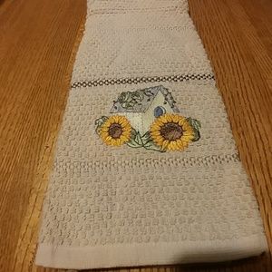 Embroidered Sunflower kitchen towel