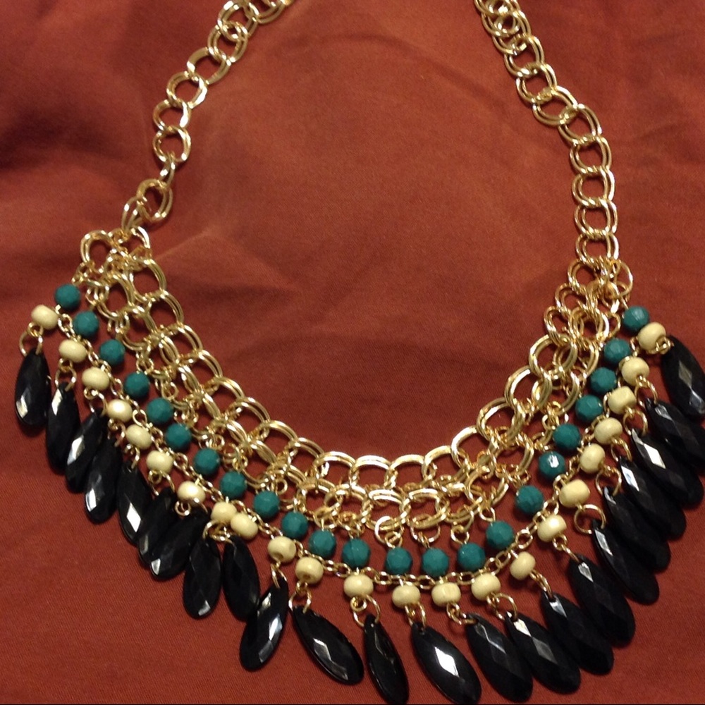 Bohemian Black choker Bib drop Statement Necklace