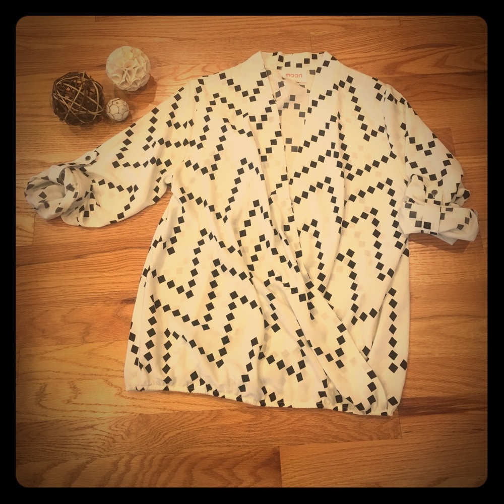 White and black chevron blouse