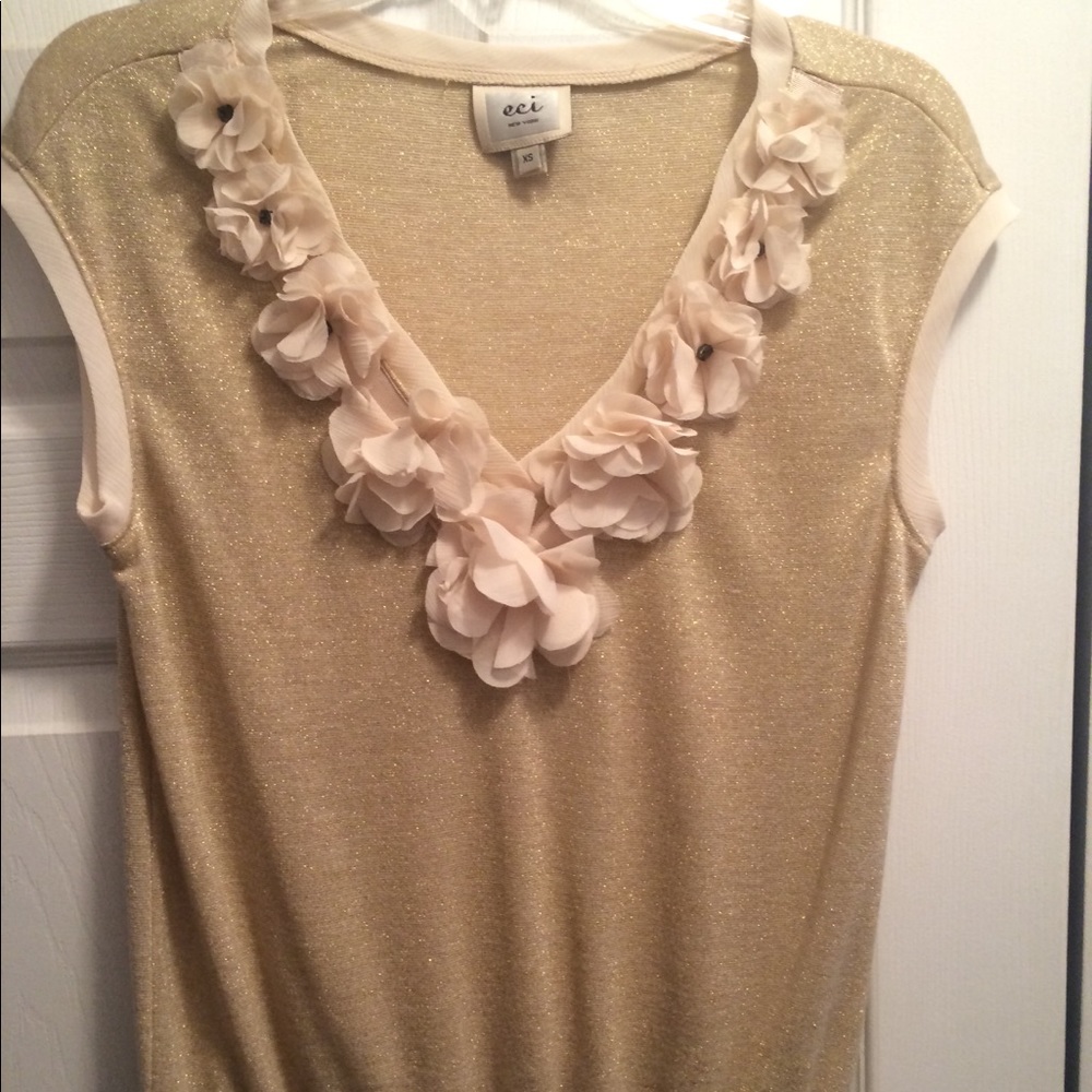 Eci gold top sleeveless shirt elastic band size xs