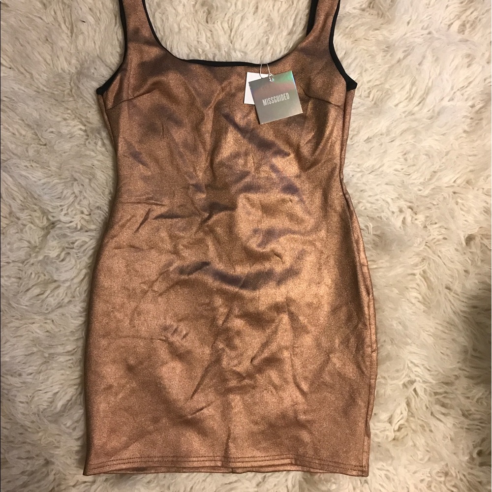 Missguided Bronze Mini Bodycon Dress