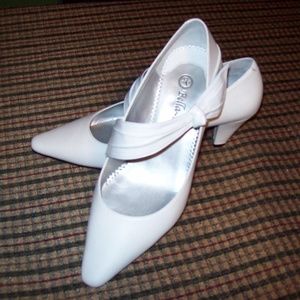 White 3" Leather Heels