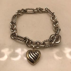 David Yurman cable heart charm bracelet.