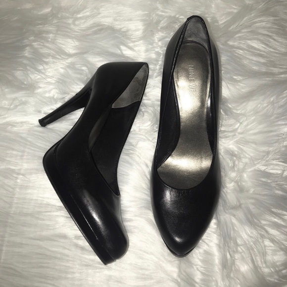 Nine West Shoes - Black Leather Nine West Heels Interview Wear Shoes
