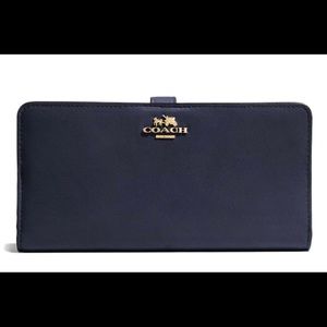 NWT COACH Madison Leather Skinny Wallet NAVY BLUE