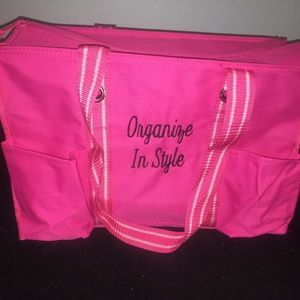 Thirty One Zip Top Organizing Tote in Spirit Pink