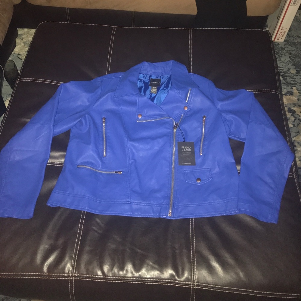 NWT! Royal blue faux leather jacket
