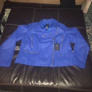 NWT! Royal blue faux leather jacket