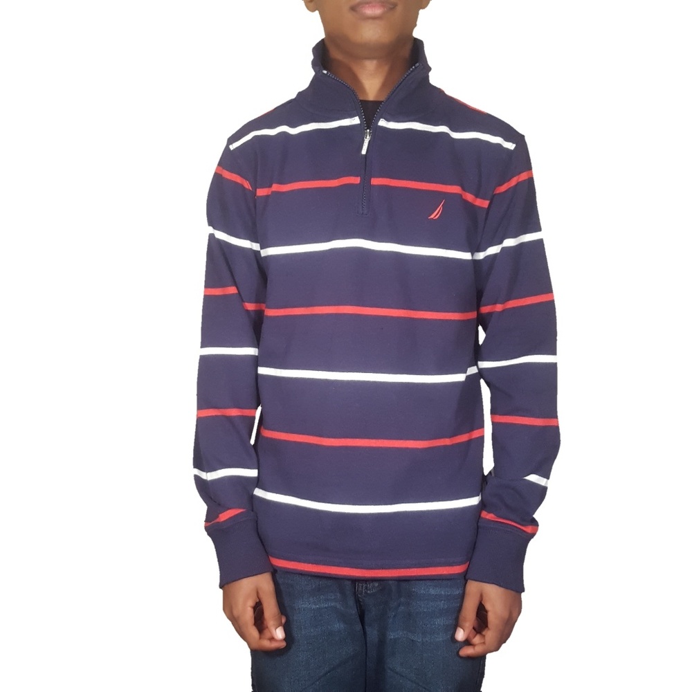 Nautica Boys Quarter-Zip Knit Long Sleeve Shirt