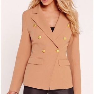 Tan MissGuided Military Style Blazer