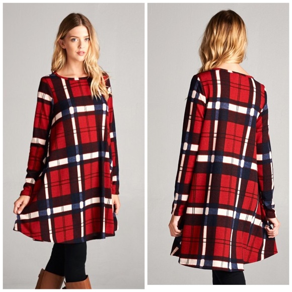 Burgundy Plaid Dress - Picture 2 of 2