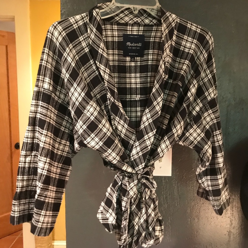 Madewell cropped plaid kimono sz M
