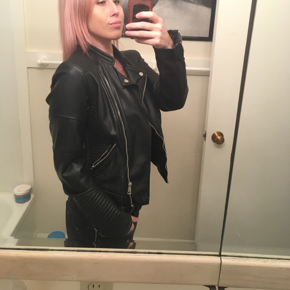 ZARA FAUX LEATHER MOTO JACKET SIZE M 🤘🏻🎸💀