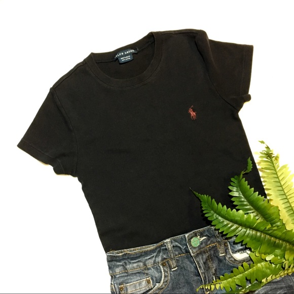 RALPH LAUREN plain black short sleeve tee - Picture 1 of 5