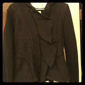 Lace hooded black jacket small
