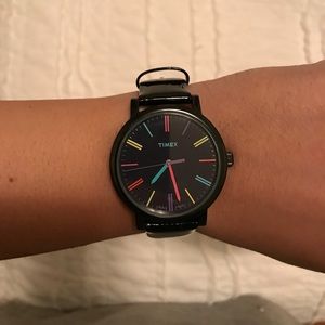 Black and rainbow Timex Watch