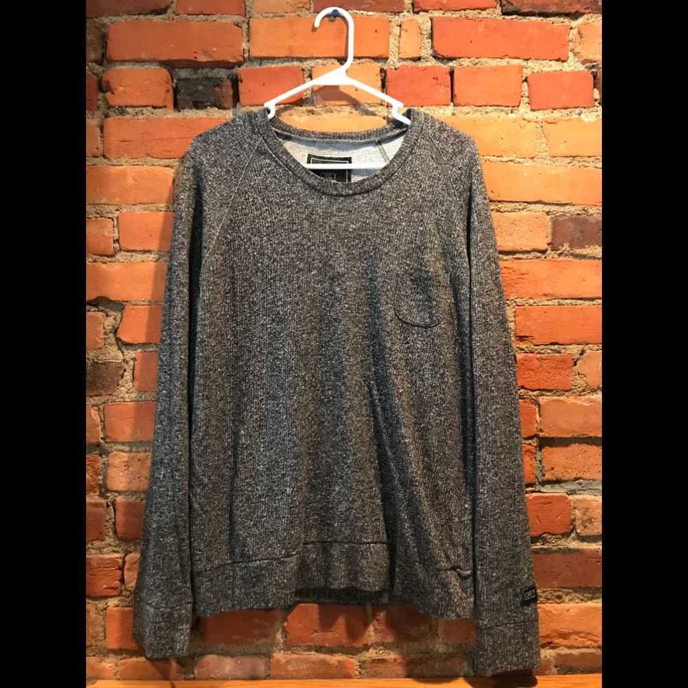 Obey Black White Pocket Crew Neck Sweater Large