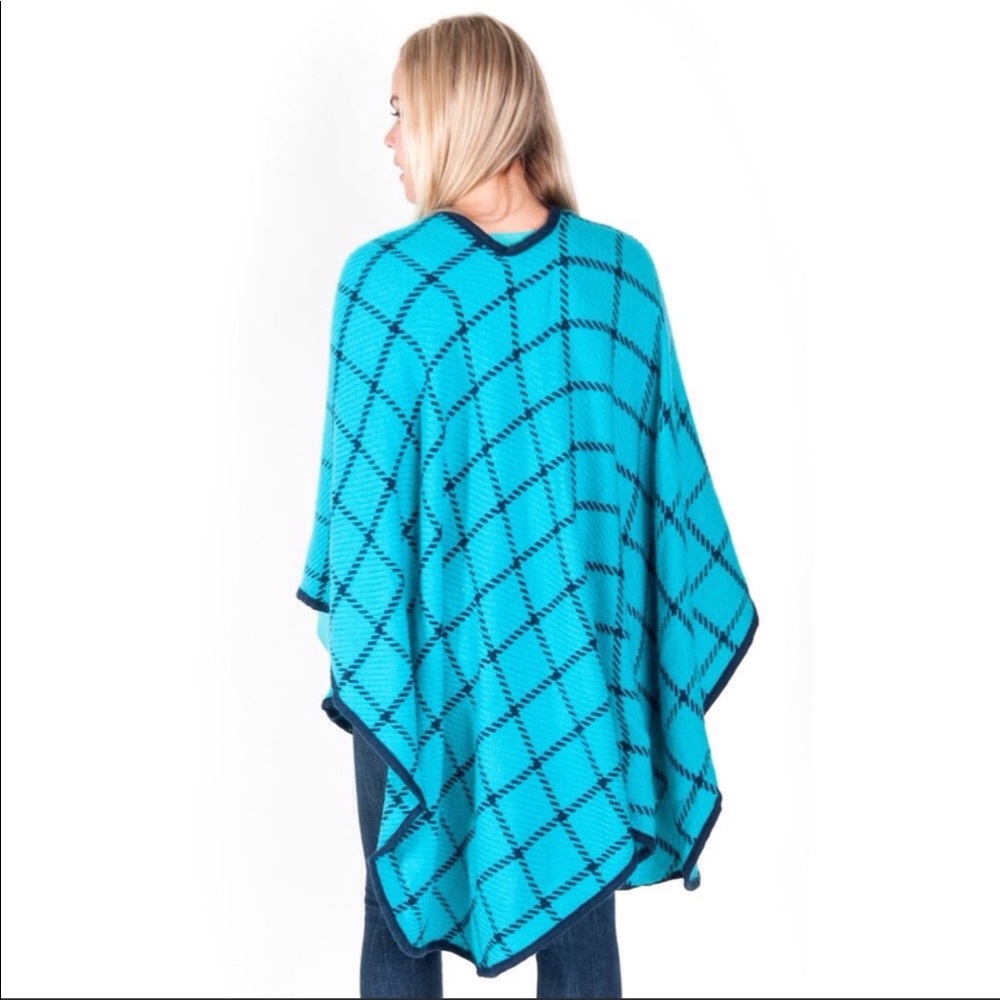Turquoise and Navy Shawl - Picture 2 of 2