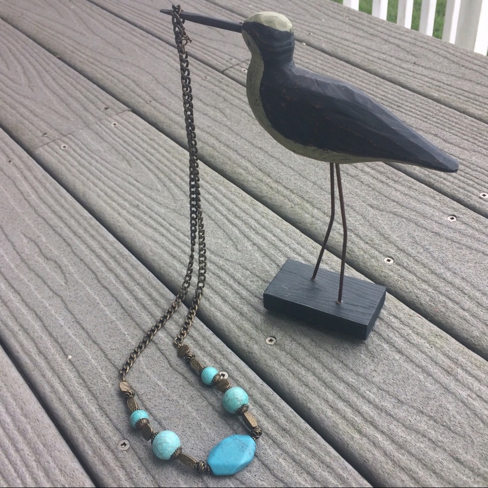 Rustic Bronze & Blue Magnesite Necklace