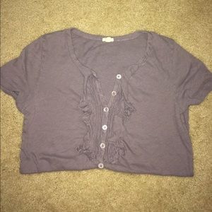 J Crew Henley style with Ruffle T-Shirt XS