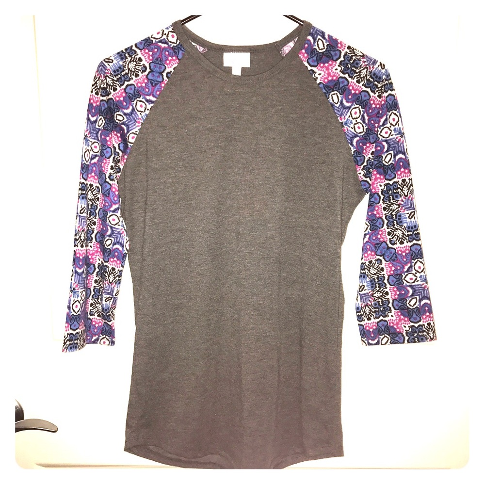 LuLaRoe Randy xs grey with periwinkle, pink, black
