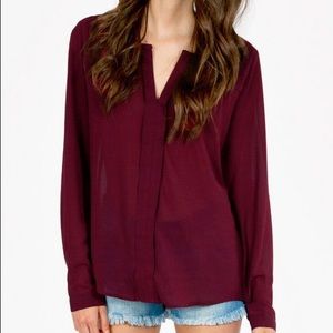 Tobi Amy Blouse in maroon/red color