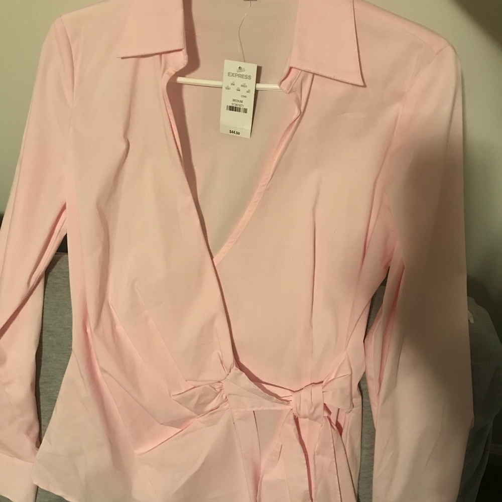 Light pink wrap dress shirt. Great for work