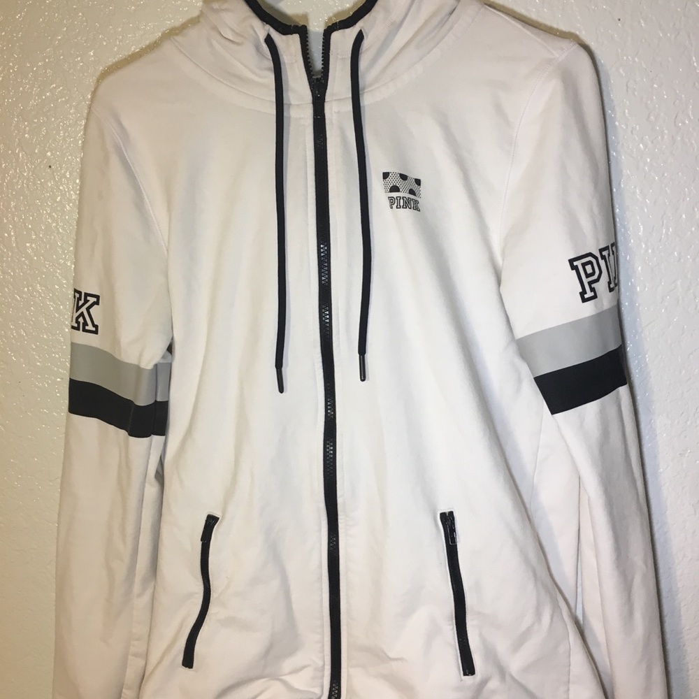PINK white zip-up hoodie