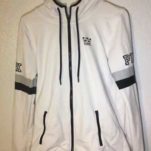 PINK white zip-up hoodie