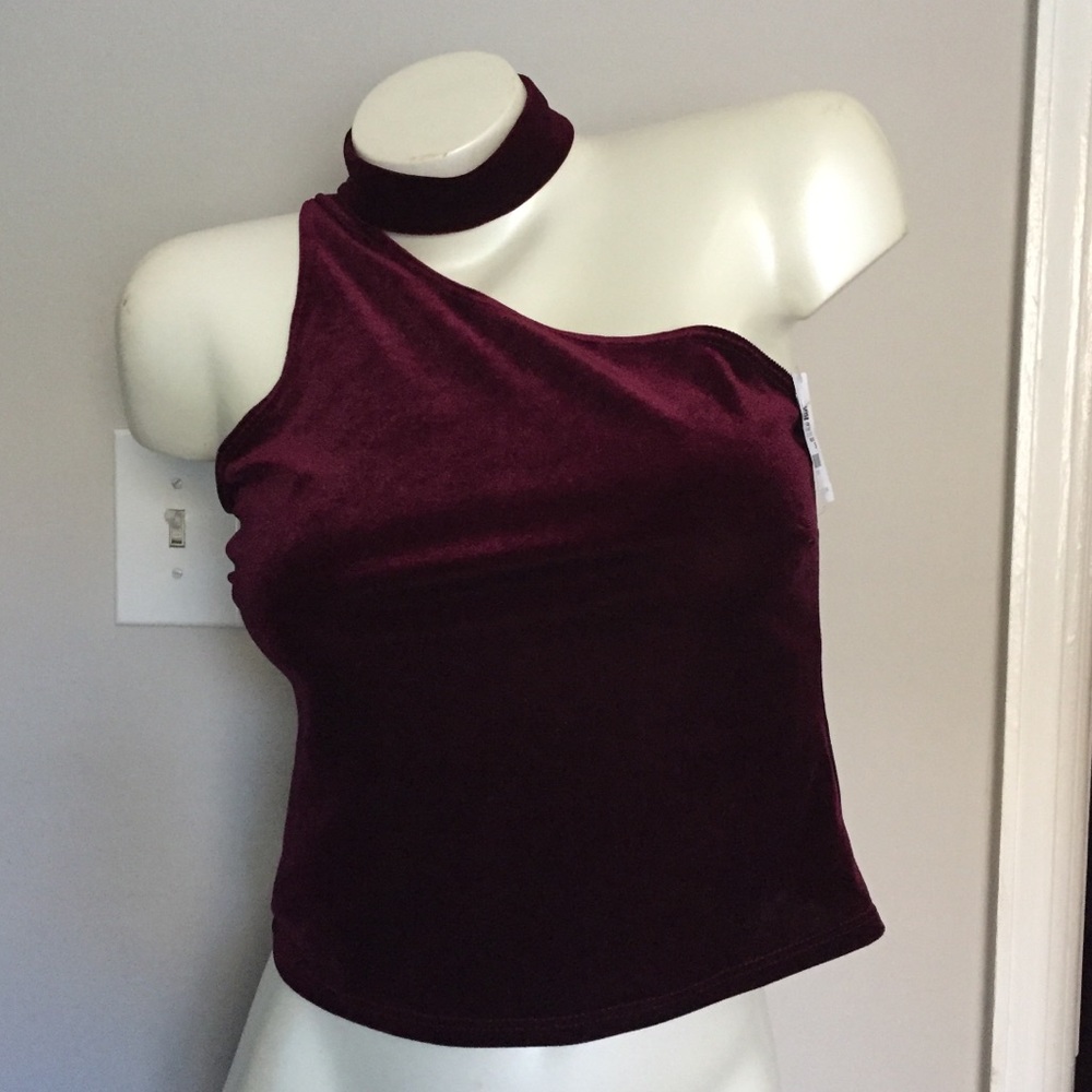 Charlotte Russe Burgundy Velvet top Size S